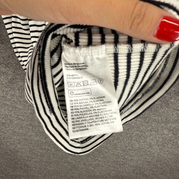 H&M Dress Women S Small Whhite Striped Sheath Midi V-Neck Sleeveless Cotton - Picture 7 of 8